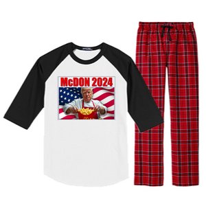 Mcdon 2024 Donald Trump Fast Food Fries Raglan Sleeve Pajama Set