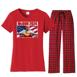 Mcdon 2024 Donald Trump Fast Food Fries Women's Flannel Pajama Set