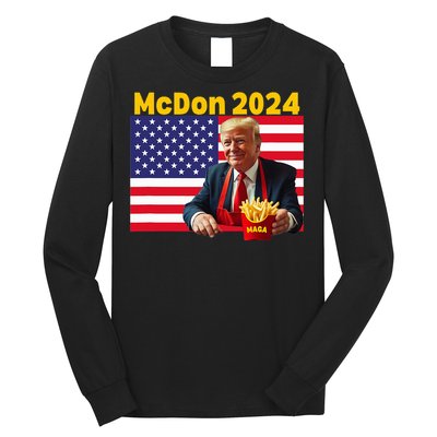 Mcdon 2024 Donald Trump French Fry Cooking Fries Long Sleeve Shirt