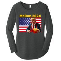 Mcdon 2024 Donald Trump French Fry Cooking Fries Women's Perfect Tri Tunic Long Sleeve Shirt