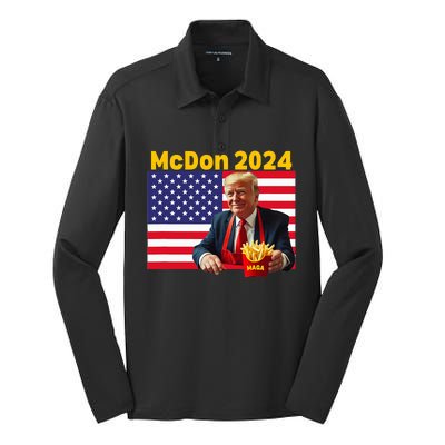 Mcdon 2024 Donald Trump French Fry Cooking Fries Silk Touch Performance Long Sleeve Polo