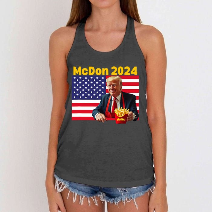 Mcdon 2024 Donald Trump French Fry Cooking Fries Women's Knotted Racerback Tank