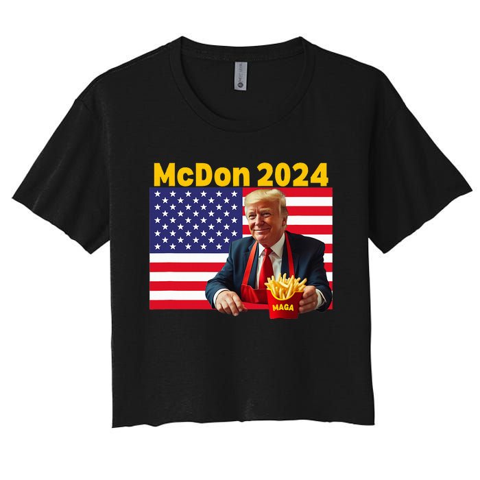 Mcdon 2024 Donald Trump French Fry Cooking Fries Women's Crop Top Tee