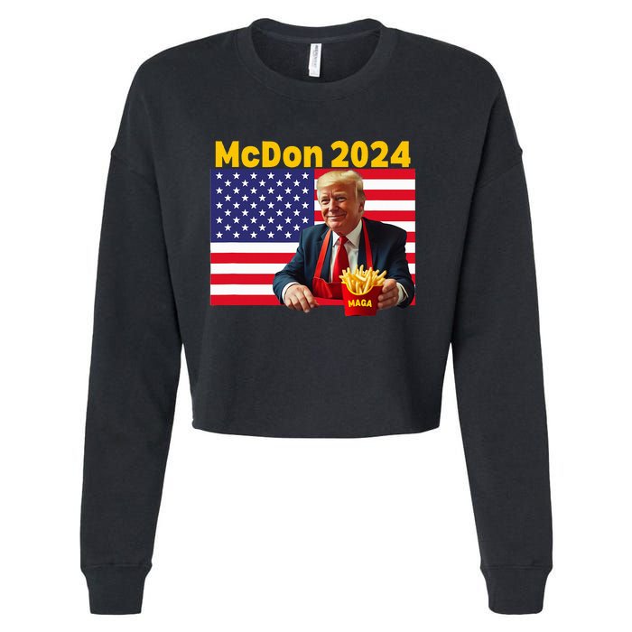 Mcdon 2024 Donald Trump French Fry Cooking Fries Cropped Pullover Crew