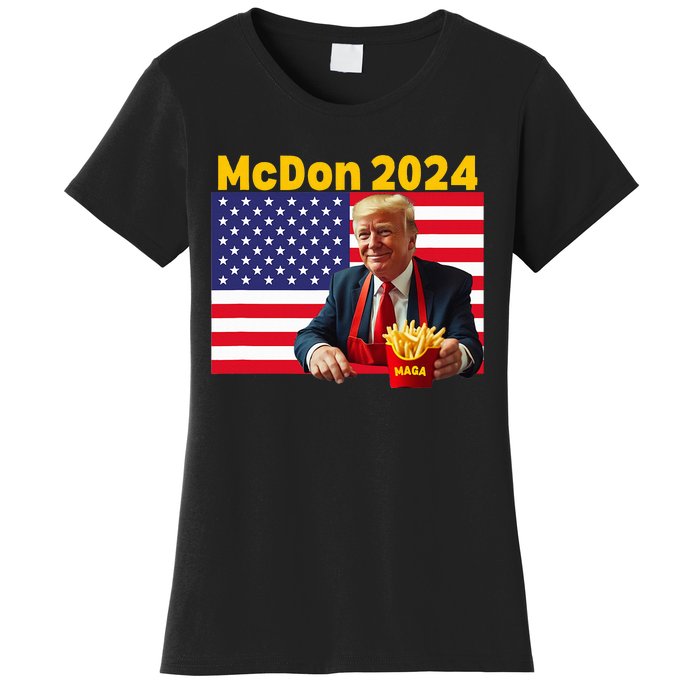 Mcdon 2024 Donald Trump French Fry Cooking Fries Women's T-Shirt