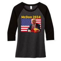 Mcdon 2024 Donald Trump French Fry Cooking Fries Women's Tri-Blend 3/4-Sleeve Raglan Shirt