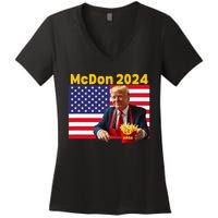 Mcdon 2024 Donald Trump French Fry Cooking Fries Women's V-Neck T-Shirt