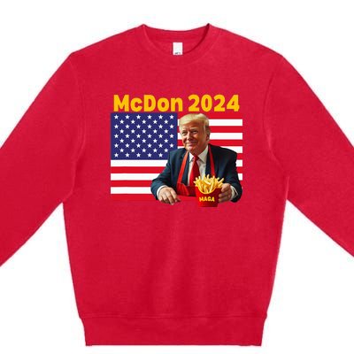 Mcdon 2024 Donald Trump French Fry Cooking Fries Premium Crewneck Sweatshirt