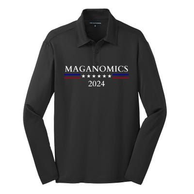 Maganomics 2024 Donald Trump 2024 Silk Touch Performance Long Sleeve Polo