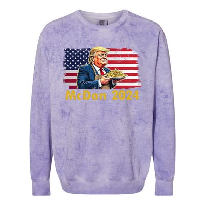 Mcdon 2024 Donald Trump Fast Food French Fries Colorblast Crewneck Sweatshirt