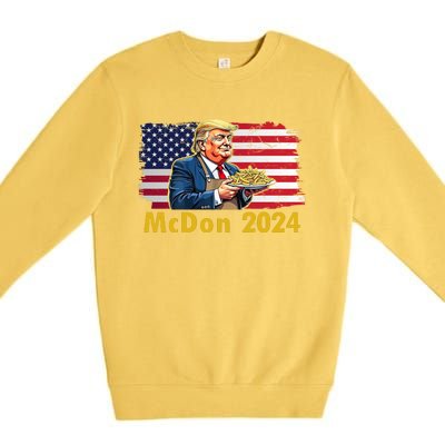 Mcdon 2024 Donald Trump Fast Food French Fries Premium Crewneck Sweatshirt