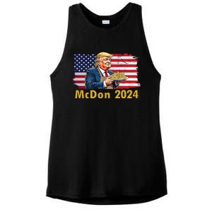 Mcdon 2024 Donald Trump Fast Food French Fries Ladies PosiCharge Tri-Blend Wicking Tank