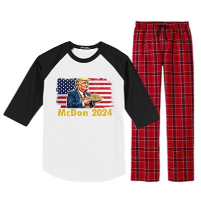 Mcdon 2024 Donald Trump Fast Food French Fries Raglan Sleeve Pajama Set