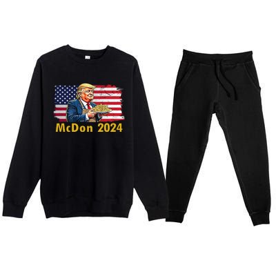 Mcdon 2024 Donald Trump Fast Food French Fries Premium Crewneck Sweatsuit Set