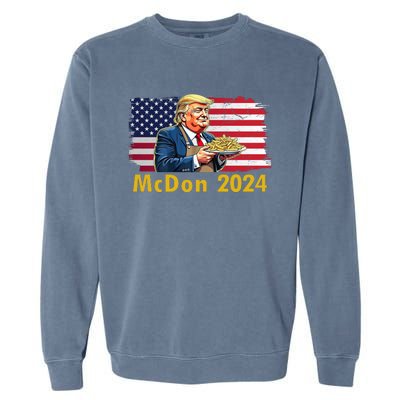 Mcdon 2024 Donald Trump Fast Food French Fries Garment-Dyed Sweatshirt