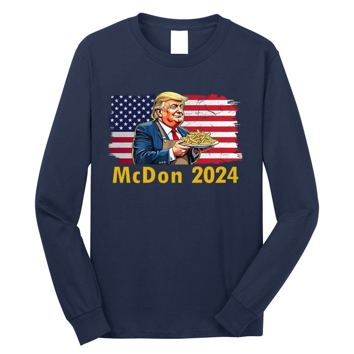 Mcdon 2024 Donald Trump Fast Food French Fries Long Sleeve Shirt