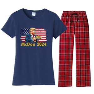 Mcdon 2024 Donald Trump Fast Food French Fries Women's Flannel Pajama Set