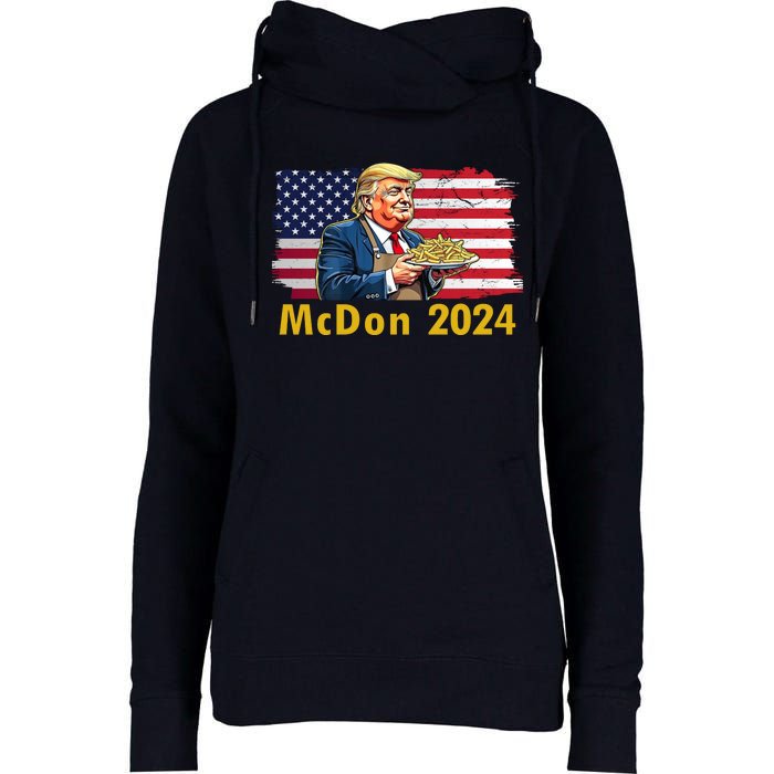 Mcdon 2024 Donald Trump Fast Food French Fries Womens Funnel Neck Pullover Hood