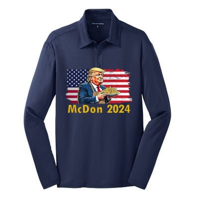 Mcdon 2024 Donald Trump Fast Food French Fries Silk Touch Performance Long Sleeve Polo