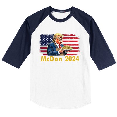 Mcdon 2024 Donald Trump Fast Food French Fries Baseball Sleeve Shirt