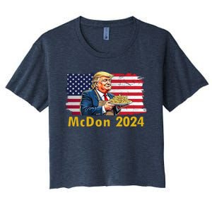 Mcdon 2024 Donald Trump Fast Food French Fries Women's Crop Top Tee