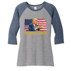 Mcdon 2024 Donald Trump Fast Food French Fries Women's Tri-Blend 3/4-Sleeve Raglan Shirt