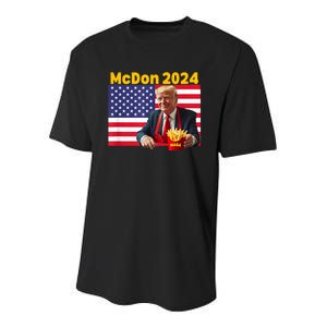 Mcdon 2024 Funny Donald Trump French Fry Cooking Fries Youth Performance Sprint T-Shirt