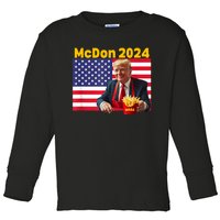 Mcdon 2024 Funny Donald Trump French Fry Cooking Fries Toddler Long Sleeve Shirt