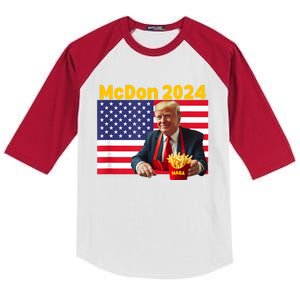 Mcdon 2024 Funny Donald Trump French Fry Cooking Fries Kids Colorblock Raglan Jersey