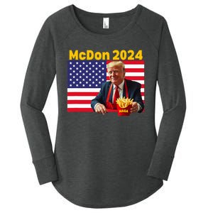 Mcdon 2024 Funny Donald Trump French Fry Cooking Fries Women's Perfect Tri Tunic Long Sleeve Shirt