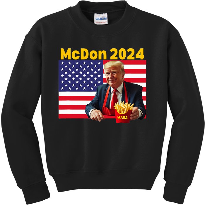 Mcdon 2024 Funny Donald Trump French Fry Cooking Fries Kids Sweatshirt