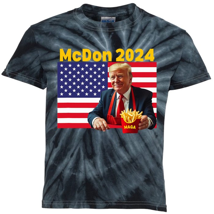 Mcdon 2024 Funny Donald Trump French Fry Cooking Fries Kids Tie-Dye T-Shirt