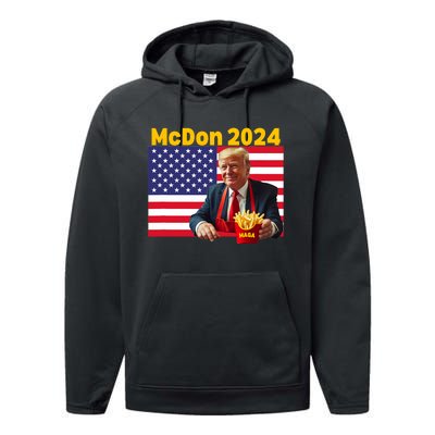 Mcdon 2024 Funny Donald Trump French Fry Cooking Fries Performance Fleece Hoodie