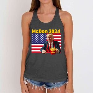 Mcdon 2024 Funny Donald Trump French Fry Cooking Fries Women's Knotted Racerback Tank