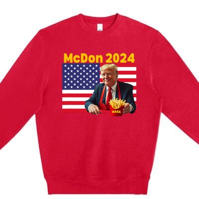 Mcdon 2024 Funny Donald Trump French Fry Cooking Fries Premium Crewneck Sweatshirt