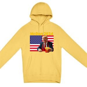 Mcdon 2024 Funny Donald Trump Cooking Fries Premium Pullover Hoodie