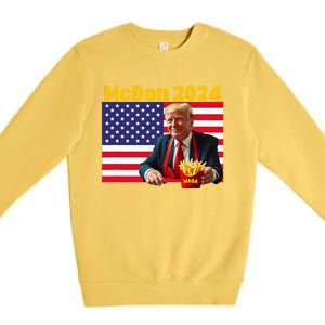 Mcdon 2024 Funny Donald Trump Cooking Fries Premium Crewneck Sweatshirt