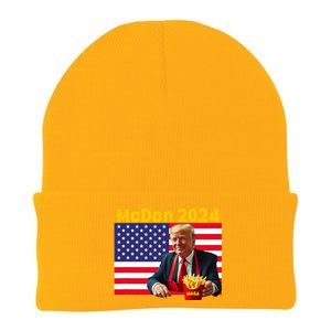 Mcdon 2024 Funny Donald Trump Cooking Fries Knit Cap Winter Beanie