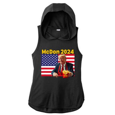 Mcdon 2024 Funny Donald Trump Cooking Fries Ladies PosiCharge Tri-Blend Wicking Draft Hoodie Tank