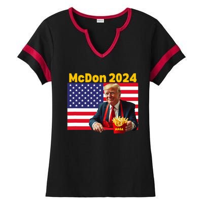 Mcdon 2024 Funny Donald Trump Cooking Fries Ladies Halftime Notch Neck Tee