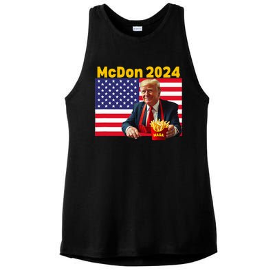 Mcdon 2024 Funny Donald Trump Cooking Fries Ladies PosiCharge Tri-Blend Wicking Tank