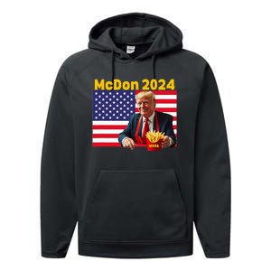 Mcdon 2024 Funny Donald Trump Cooking Fries Performance Fleece Hoodie