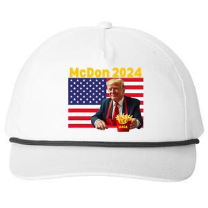 Mcdon 2024 Funny Donald Trump Cooking Fries Snapback Five-Panel Rope Hat