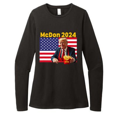 Mcdon 2024 Funny Donald Trump Cooking Fries Womens CVC Long Sleeve Shirt