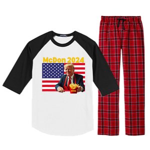 Mcdon 2024 Funny Donald Trump Cooking Fries Raglan Sleeve Pajama Set