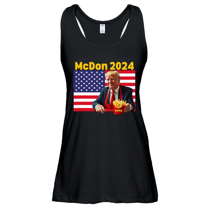 Mcdon 2024 Funny Donald Trump Cooking Fries Ladies Essential Flowy Tank