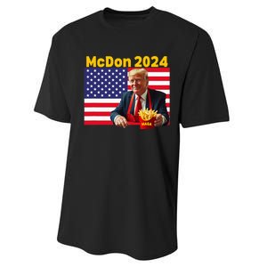 Mcdon 2024 Funny Donald Trump Cooking Fries Performance Sprint T-Shirt