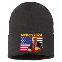 Mcdon 2024 Funny Donald Trump Cooking Fries Sustainable Knit Beanie