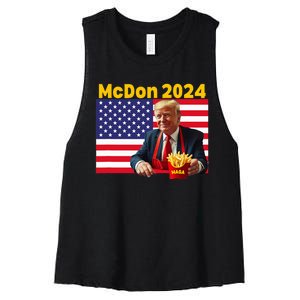 Mcdon 2024 Funny Donald Trump Cooking Fries Women's Racerback Cropped Tank