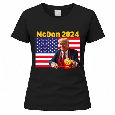 Mcdon 2024 Funny Donald Trump Cooking Fries Women's T-Shirt